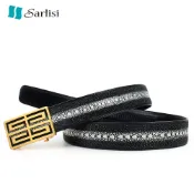【臺灣出貨】【Sarlisi 】夏麗絲泰國珍珠魚皮皮帶 男真皮自動扣男士腰帶 新款正品男款褲帶 珍珠魚腰帶