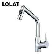 領券再送10%蝦幣《LOLAT 羅力》KPU2217  單槍抽拉式水龍頭 暫停出水設計 伸縮 廚房龍頭 日本進口陶瓷閥芯