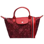 【LONGCHAMP】經典Le Pliage Collection系列小碎花圖案手提/斜背包(小-紅色)