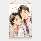 【客製化甜蜜情侶插畫】 海報掛軸 居家 辦公室佈置 012
