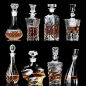 歐式水晶玻璃醒酒器 紅酒酒瓶 威士忌酒樽 家用帶蓋密封 高檔擺飾 送禮 洋酒容器 分酒器 雕花玻璃 葡萄酒壺 復古餐廚