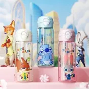 【Disney 迪士尼】迪士尼家族直飲吸管雙飲太空杯水壺500ml不含雙酚A(史迪奇/哈茱蒂/胡尼克)