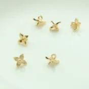 TL-(20pcs)-14k包金四葉草托針diy手工飾品配件資料金色粘珍珠托帽吊墜托