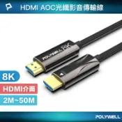 POLYWELL HDMI 8K AOC光纖線 2米~50米 4K144 8K60 UHD 工程線 寶利威爾 台灣現貨