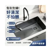 (店+)[工廠直發]廚房家用高端款304不鏽鋼槍灰窄邊廚房水槽 單槽臺下盆 加厚抗菌防鏽易清潔家用洗碗槽抽拉龍頭臺灣熱銷 09c