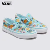 Vans Classic Slip-On 中童款淺藍色海洋花朵圖案滑板鞋 休閒鞋
