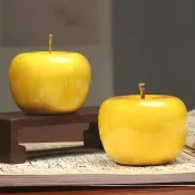 金絲楠木蘋果聚寶盆擺件-禮盒裝(木雕 陽宅風水 裝飾品 招財 搖錢樹 入厝禮 開業禮物 新年)