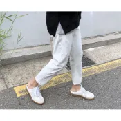 🇰🇷 韓國東大門連線 無後跟式麂皮拼接帆布鞋保齡球鞋懶人鞋 【KRMT33918】圓頭舖舖 現+預