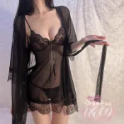 ✨熱銷✨👗👗三件套薄紗情趣內衣吊帶睡裙極度誘惑蕾絲火辣睡袍女透明性感睡衣