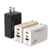 【WELLY】65W氮化鎵GaN快充 PD+QC+PPS全兼容 USB-C/A三孔輸出 極速充電器