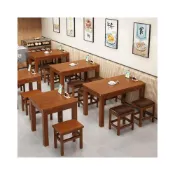 (店+)[免運]實木長方餐桌椅組合 工業風商用餐桌 小吃麵館快餐食堂 家用飯桌營業用桌椅