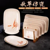 臺彎出貨工廠批發（量大從優免費印Loge）秋草密胺塑膠自助餐火鍋碟菜碟肉丸碟牛羊肉片盤子腸粉碟耐摔餐具