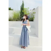 Krystore 韓國代購 Copiner 渡假風條紋長洋裝