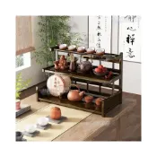 (店+)桌面收納 展示架 置物架 擺攤木架 收納架 桌上置物架 文具收納 書架 收納 桌面博古架茶杯架小型桌上茶具置物架中式茶壺