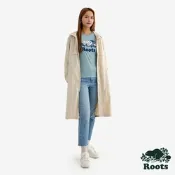 Roots女裝- 平織長版連帽外套-杏仁奶白
