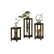 (店+)優佳 海川竹木仿古中式花架 園藝置物架 陽台實木架 落地家用花台 花盆架