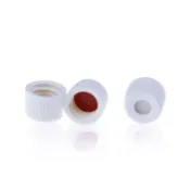 順億儀器 《實驗室耗材專賣》ALWSCI 2ml Vial瓶蓋 白色中空蓋 含8mm 紅PTFE膜/白silicone墊片 100pcs/pk 塑膠製品 鐵氟龍/矽膠墊片