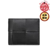 Bottega Veneta 649603 男款 Bi-Fold 小牛皮雙折短夾/錢包 黑色