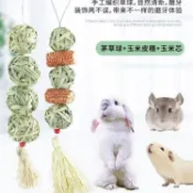 🔥48H出貨 草編球 草球 草串 編織草球掛串 天然草球 磨牙草球 兔子玩具 天竺鼠 龍貓 提摩西 牧草球