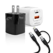 【WELLY】36W氮化鎵GaN PPS雙孔迷你充電器+66W二合一充電線 適用iPhone / 雙Type-C(1A1C)