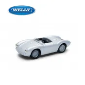 【WELLY 威利】4.75吋 保時捷 Porsche 550 Spyder 敞篷跑車模型 43816CW(銀色)