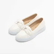【Avivi】純色綁帶樂福休閒鞋 - 白色、藍色、奶茶色