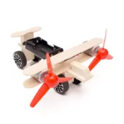 科技小製作 木製 3D拼圖 雙翼滑行機 飛機  生活科技 科學實驗 科學玩具 益智 教育 DIY 拼裝 自行組裝