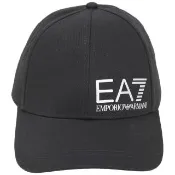 【EMPORIO ARMANI】EA7 男女共用 老鷹字母徽標貼印帆布棒球帽(灰字/黑)