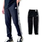 【adidas 愛迪達】青年版 經典三線褲 刷毛 修身縮口 休閒長褲 棉褲(男女同款 AK5953)