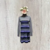 *♡*日牌OZOC/30%羊毛/復古幾何圖騰.針織中長版上衣/小M/近新/二手衣《Anna的百寶箱》