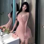🌷【保密出貨】🌹性感大尺碼純欲風吊帶睡裙 深V洋裝制服 透明免脫露背緊身睡衣套裝