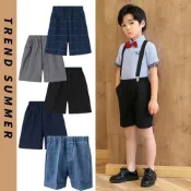 『ATC』 韓版學院風男童五分短褲 夏季純棉透氣休閒褲 國小國中制服搭配首選 多色格紋選擇 大童舒適短褲 背帶褲套裝