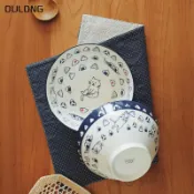 協貿國際日用品生活6館 甌龍日式陶瓷碗可愛家用貓咪圖案創意單個碗餐具大號斗笠拉面碗