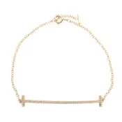 【DOKODEMO】[二手] Tiffany & Co. T Smile鑽石手鍊，中號，腕圍 16.5cm，K18PG（粉金），Smile