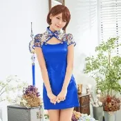 【Sexy Cynthia】角色扮演 花漾寶藍立領二件式旗袍服