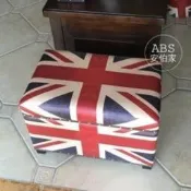 【台灣發貨】【ABS安伯家】英國 旗 國旗 復古收納儲物 矮凳 仿舊 店面 酒吧 咖啡店 椅子 凳 家具 家飾