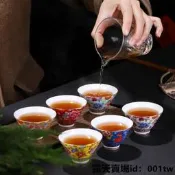 【可可小店】斗笠杯 主人杯 茶具 茶器 品茶 泡茶組 蓋碗 功夫茶具 品茗杯 斗笠杯 琺瑯彩茶盞扒花斗笠杯陶瓷功夫茶杯套