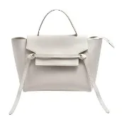 【CELINE】經典MINI BELT BAG系列珠地小牛皮釦式手提/肩背包(白色)
