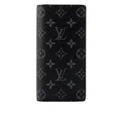LV Monogram Brazza 側拉鍊對開長夾(黑灰)M61697