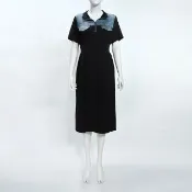 【ILEY 伊蕾】拉鍊立領縲縈收腰洋裝(黑；M-2L；1252707002)
