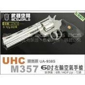 〈傻瓜二館〉 UHC 台灣 製造 6吋 M357 銀色 左輪 空氣 手槍 玩具槍 BB槍