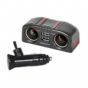 含稅一年原廠保固KINYO車用2USB+2孔快充2.4A36W點菸器擴充座(CRU-8505)
