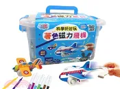 【三民網路書店】科學好好玩：著色磁力飛機【12台可上色飛機＋12色彩色筆+1本歡唱童謠(附CD)】 作者：幼福編輯部