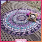 Beach Throw Towel Indian Mandala Round Elephant Tapestry Wal