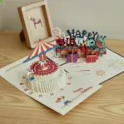 【新品推薦】生日蛋糕3D立體賀卡ins高級感創意折疊紙雕祝福卡片禮物送男友女