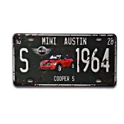【OPUS LOFT純真年代】仿舊鐵皮車牌/壁飾/壁貼(TP-015 mini cooper)