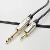 (店+)【YC Sound】3米 編織網外皮線 6.3立體直頭+3.5立體直頭 電鍍珍珠鎳殼 黑色尾 粗線6.0mm 發燒線 編織網 手工線 6.3轉3.5 音源線 6.5轉3.5mmTRS 6.5mm 彎頭 L型 大轉小 小轉大 對錄線 立體轉立體 雙聲道 6.3mm 3.5mm 6.35mm 6.5mm