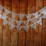 台灣現貨+發票✨露營蕾絲款三角旗、可水洗掛飾、室內生日吊旗、結婚佈置、節慶佈置掛旗～