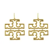 TORY BURCH BRITTEN簍空復古連結雙T設計鉤式耳環(金)