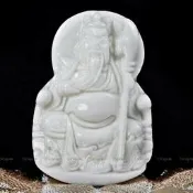 珍珠林~關聖帝君(關公)玉珮~天然深海硨磲白貝#733